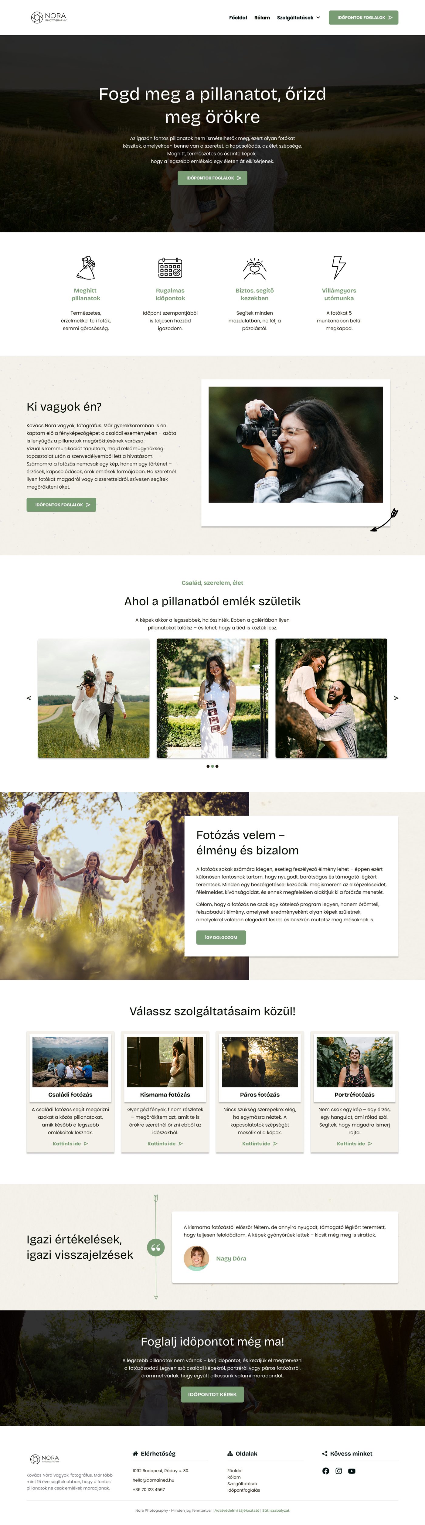 Nora Photography weboldal